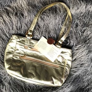 SAS Genuine Leather Gold Purse NWT Double Strap